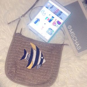 💙💛🤍 VERA BRADLEY Straw Crossbody Bag